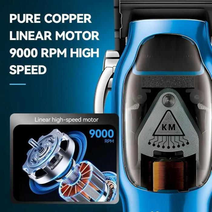 KEMEI 1763 Alat Cukur Rambut Mesin Cukuran 9000 RPM KM 1763 Biru Hitam Hair Clipper 1763 Mesin Cukur Rambut 9000RPM