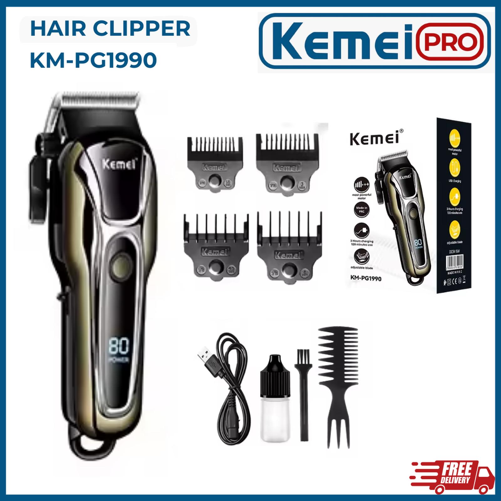 KEMEI PG1990 Alat Cukur Listrik Kemei PG1990 Cordless USB Cable KM-PG1990 Rechargeable Hair Clipper Mesin Rambut KM PG19
