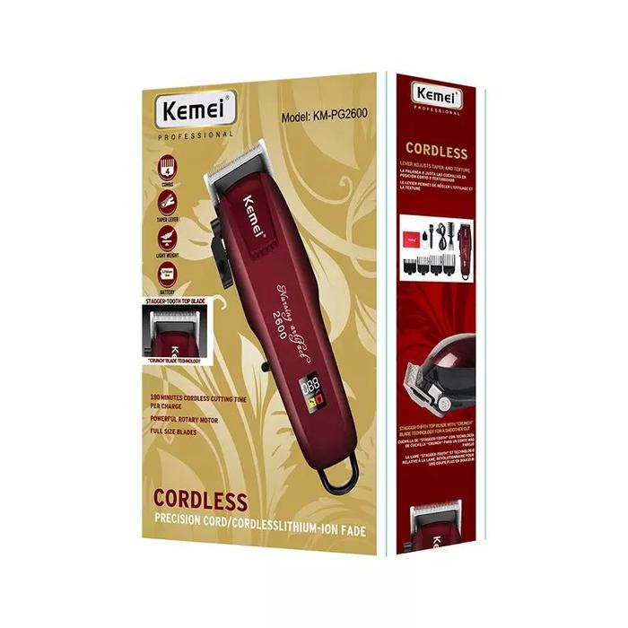 KEMEI PG2600 Alat Cukur Rambut Kemei PG2600 Cordless USB Cable KM-PG2600 Rechargeable Hair Clipper Mesin Rambut KM PG2600 Bonus Grip