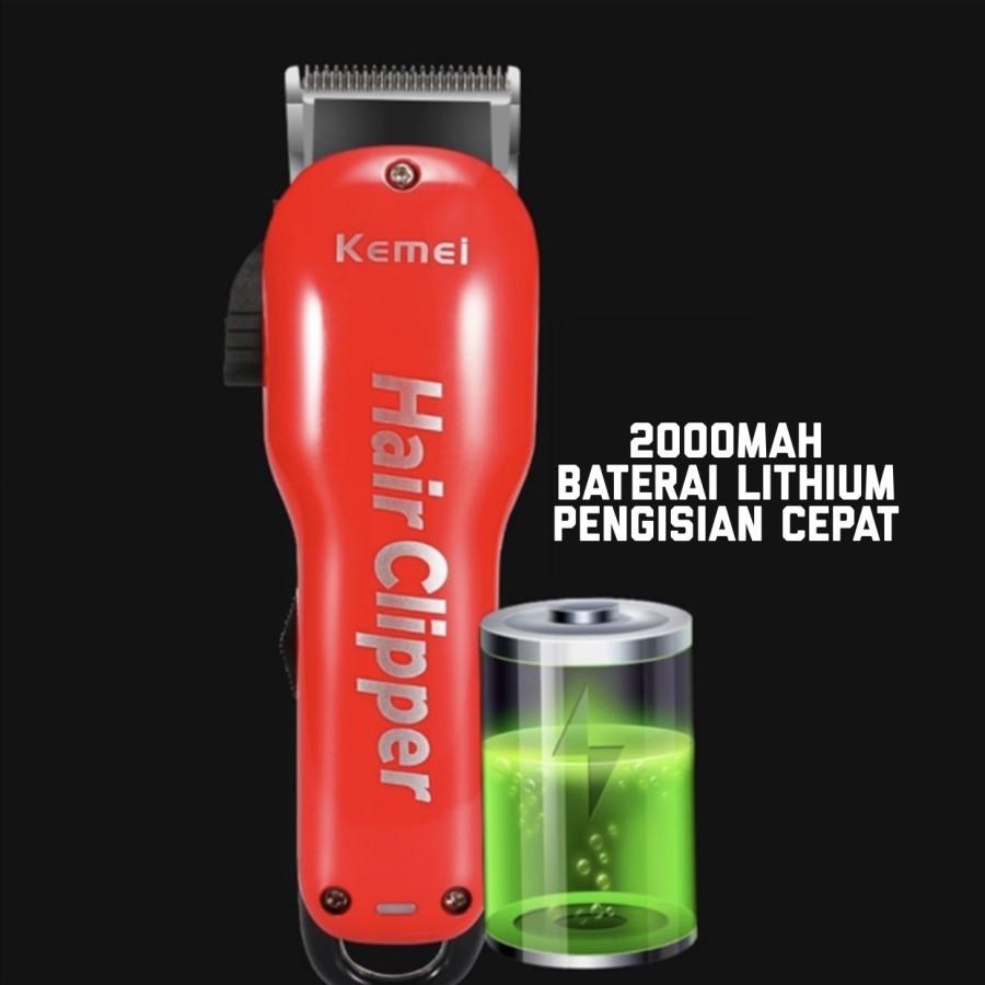 KEMEI 707Z Alat Cukur Listrik Kemei 707Z Merah Tanpa Kabel KM-707Z Rechargeable Hair Clipper Mesin Rambut KM707Z Merah