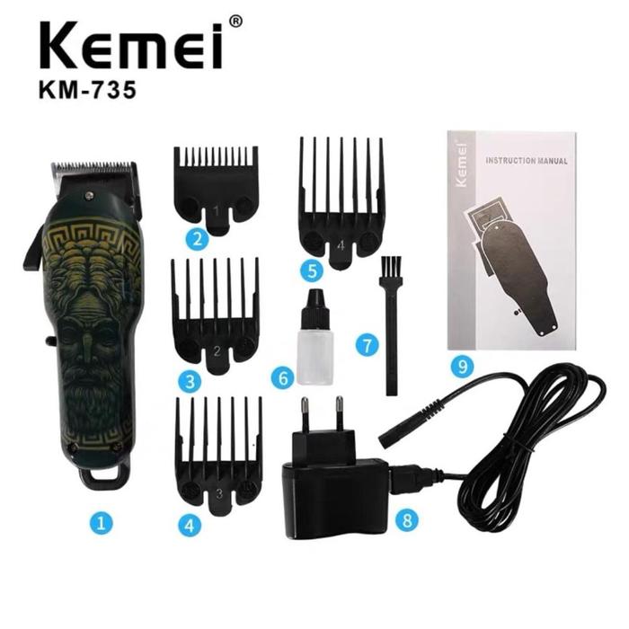 KEMEI 735 Alat Cukur Rambut Kemei 735 Hair Clipper Electric Rechargeable KM735 Mesin Cukur Rambut KEMEI KM 735 Elektrik Kumis Rambut Jenggot