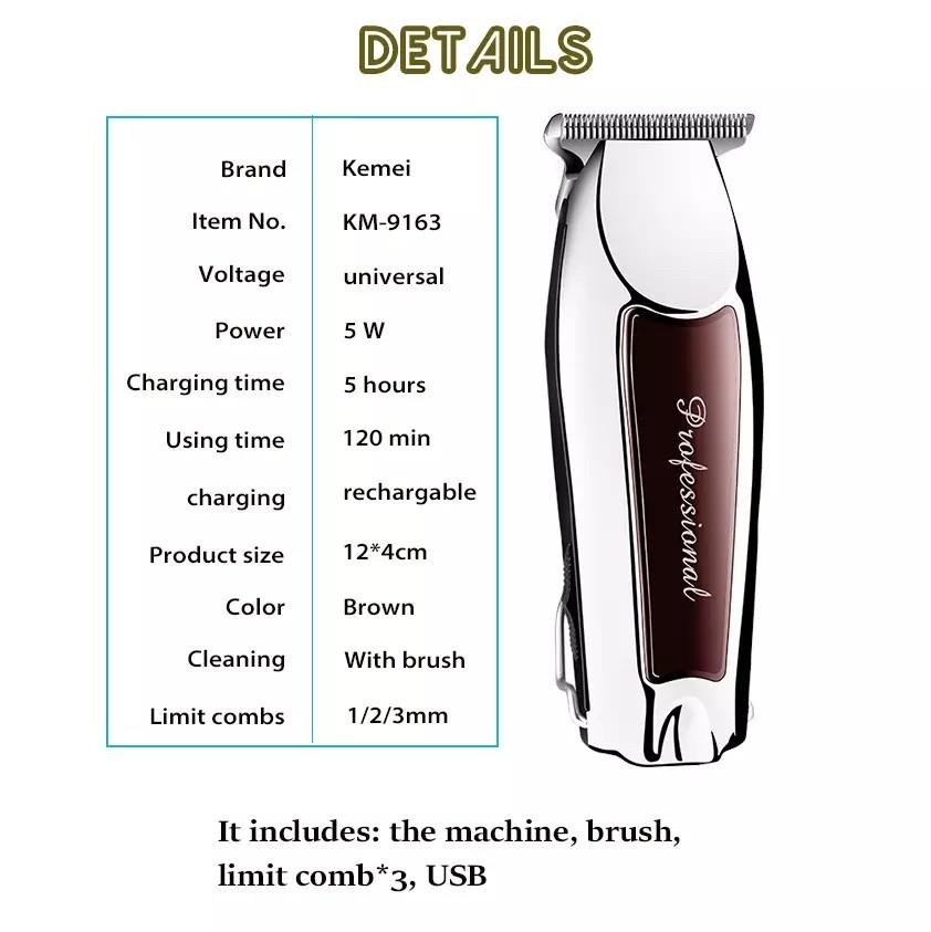 KEMEI 9163 Alat Cukur Rambut Kemei KM-9163 Hair Clipper Trimmer KM 9163 Wireless Mesin Cukur Elektrik