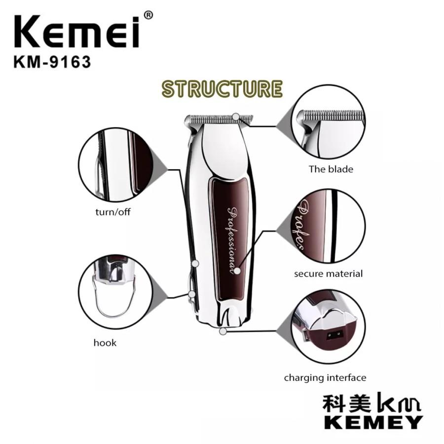 KEMEI 9163 Alat Cukur Rambut Kemei KM-9163 Hair Clipper Trimmer KM 9163 Wireless Mesin Cukur Elektrik
