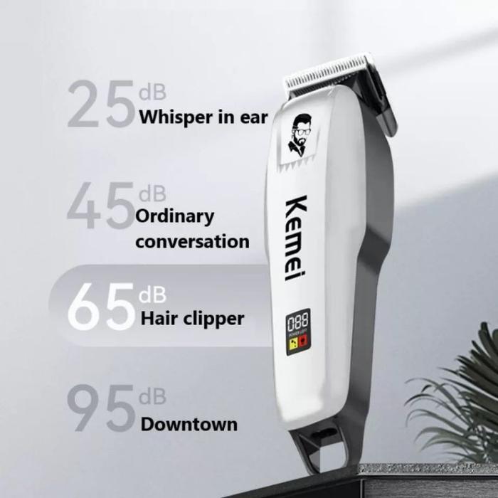 KEMEI PG809A Alat Cukur Rambut Kemei PG809A Putih Kabel USB Charge KM PG 809A Rechargeable Hair Clipper Mesin Rambut PG809A 809APG Putih LED Indikator Angka Mes