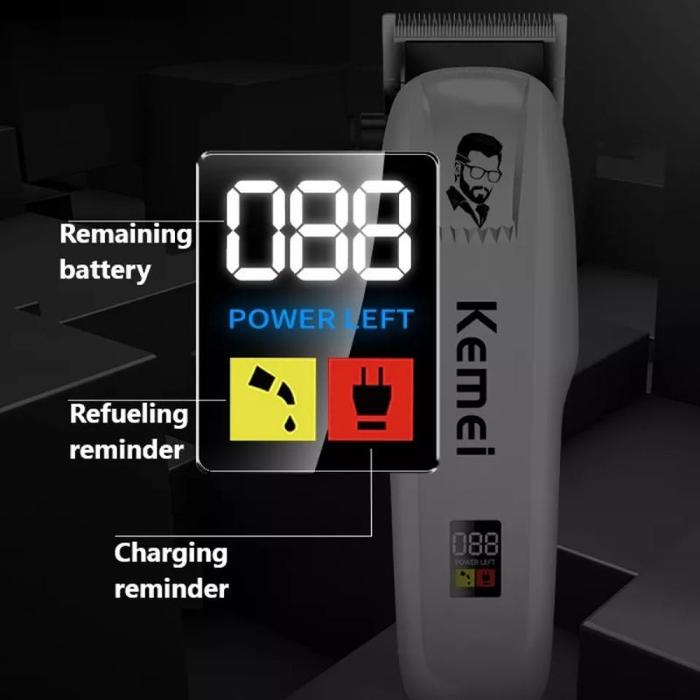 KEMEI PG809A Alat Cukur Rambut Kemei PG809A Putih Kabel USB Charge KM PG 809A Rechargeable Hair Clipper Mesin Rambut PG809A 809APG Putih LED Indikator Angka Mes