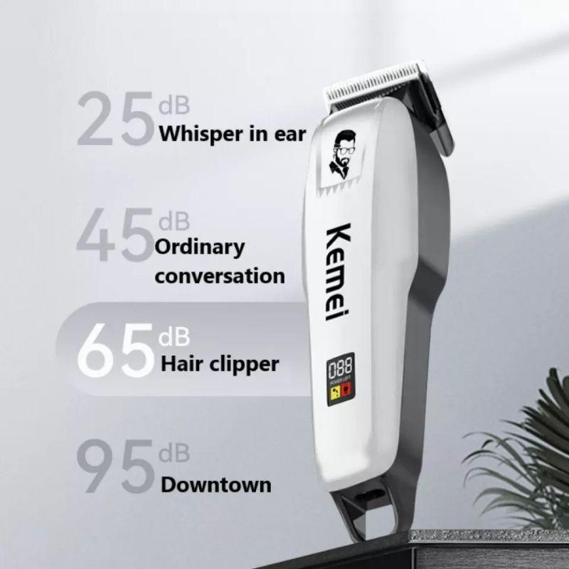 KEMEI PG809A Alat Cukur Rambut Kemei PG809A Putih Kabel USB Charge KM PG 809A Rechargeable Hair Clipper Mesin Rambut PG809A 809APG Putih LED Indikator Angka Mes