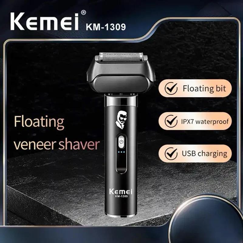 KEMEI 1309 Alat Cukur Rambut Kemei Kumis Jenggot Brewok Jambang KM-1309 Mesin Cukuran KM1309 Floating Blade 4 Pisau Anti