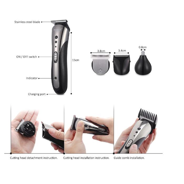 (Bisa COD) Alat Cukur Rambut Kemei 1407 3 in 1 Rechargeable Hair Clipper Trimmer Cukuran Kemei KM-1407 KM1407