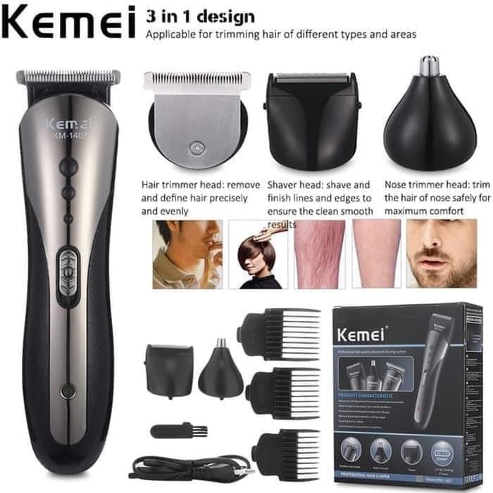 (Bisa COD) Alat Cukur Rambut Kemei 1407 3 in 1 Rechargeable Hair Clipper Trimmer Cukuran Kemei KM-1407 KM1407