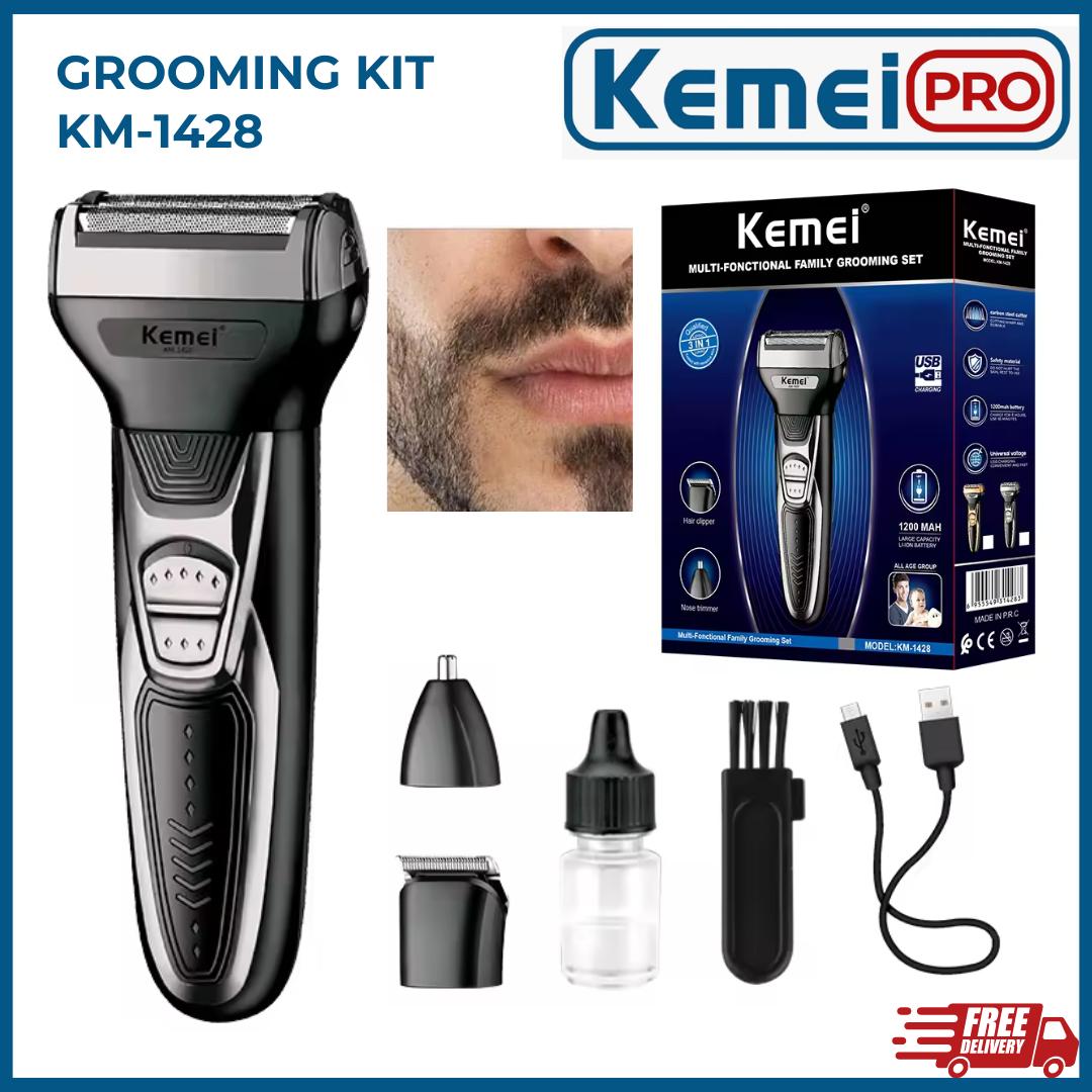 KEMEI KM 1428 Alat Cukur Rambut 3 in 1 Shaver Kemei Kumis Jenggot KM1428 KM-1428 Multifungsi Rechargeable