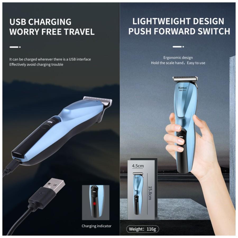 KEMEI 1430 & 1431 Alat Cukur Rambut Hair Clipper Cukuran Cord (1430) atau Rechargeable Cordless (1431)Kemei KM 1430 1431
