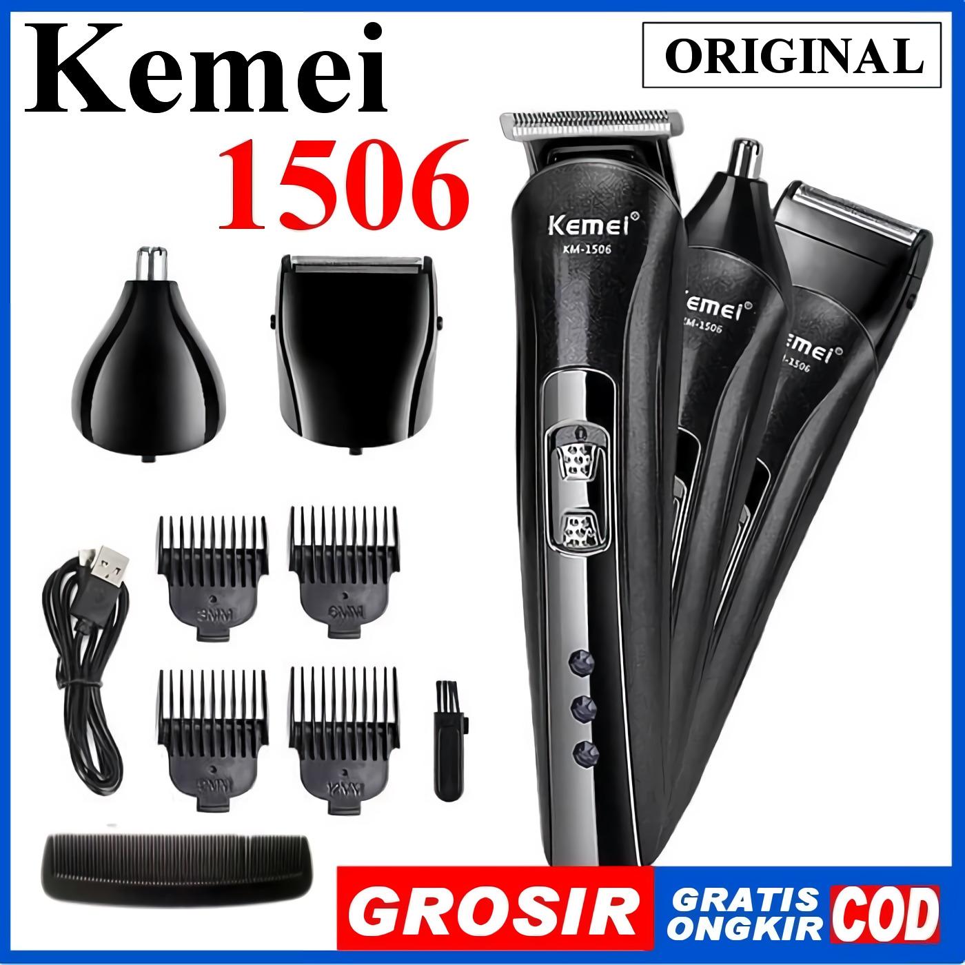 (Bisa COD) Alat Cukur Rambut Kemei 1506 Cukuran Multifungsi 3 in 1 Kumis Jenggot Bulu Hidung 3 in 1 Multifunction Rechar