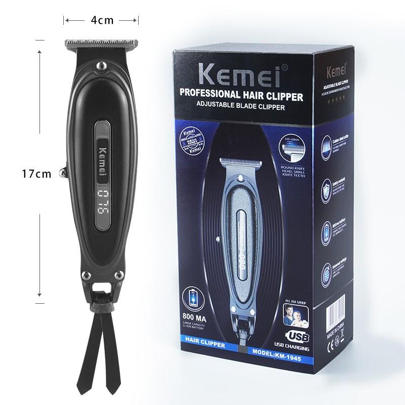 KEMEI 1945 Original Alat Cukur Rambut Kumis Jenggot Kemei KM-1945 Hair Clipper Trimmer KM1945 LED Digital Display Black 