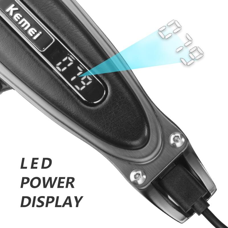 KEMEI 1945 Original Alat Cukur Rambut Kumis Jenggot Kemei KM-1945 Hair Clipper Trimmer KM1945 LED Digital Display Black 