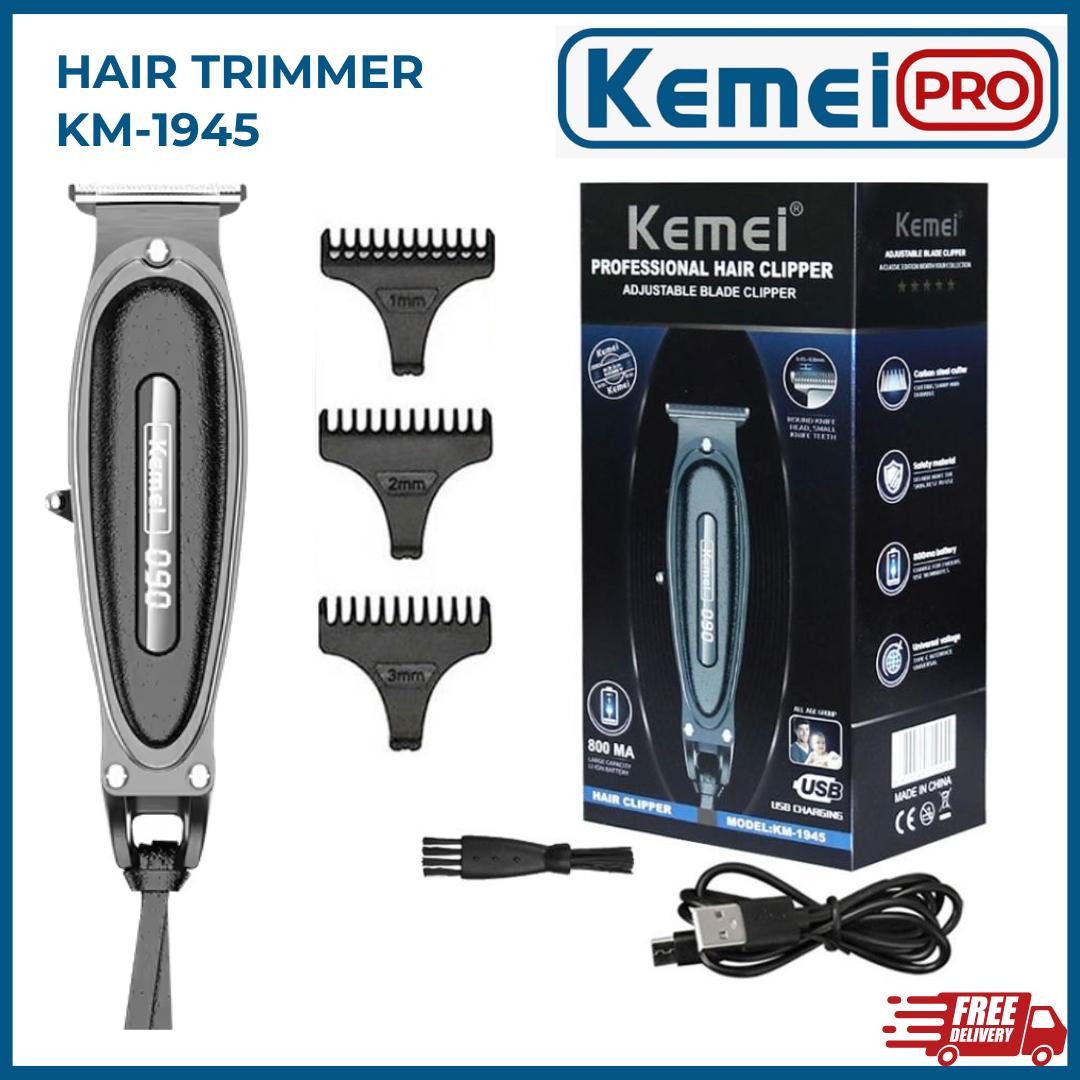 KEMEI 1945 Original Alat Cukur Rambut Kumis Jenggot Kemei KM-1945 Hair Clipper Trimmer KM1945 LED Digital Display Black 
