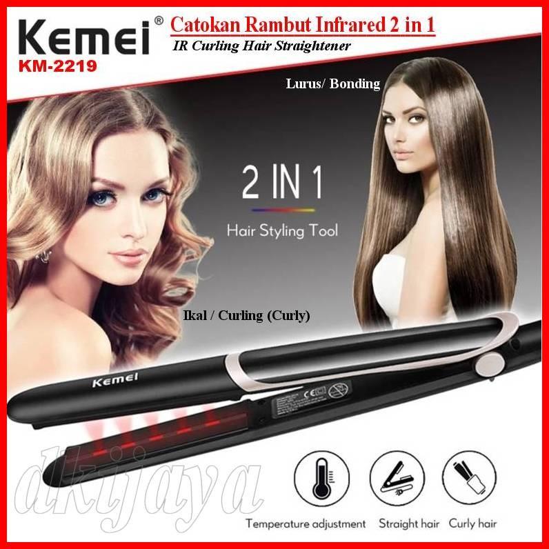 KEMEI 2219 Alat Catokan Rambut Kemei KM2219 Catok Premium 2 in 1 Curly Bond KM 2219 KM-2219