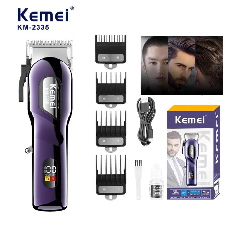 KEMEI 2335 Alat Cukur Rambut Kemei KM-2335 Mesin Cukuran Kemei KM2335 Professional Hair Clipper Cordless Charging USB Ti