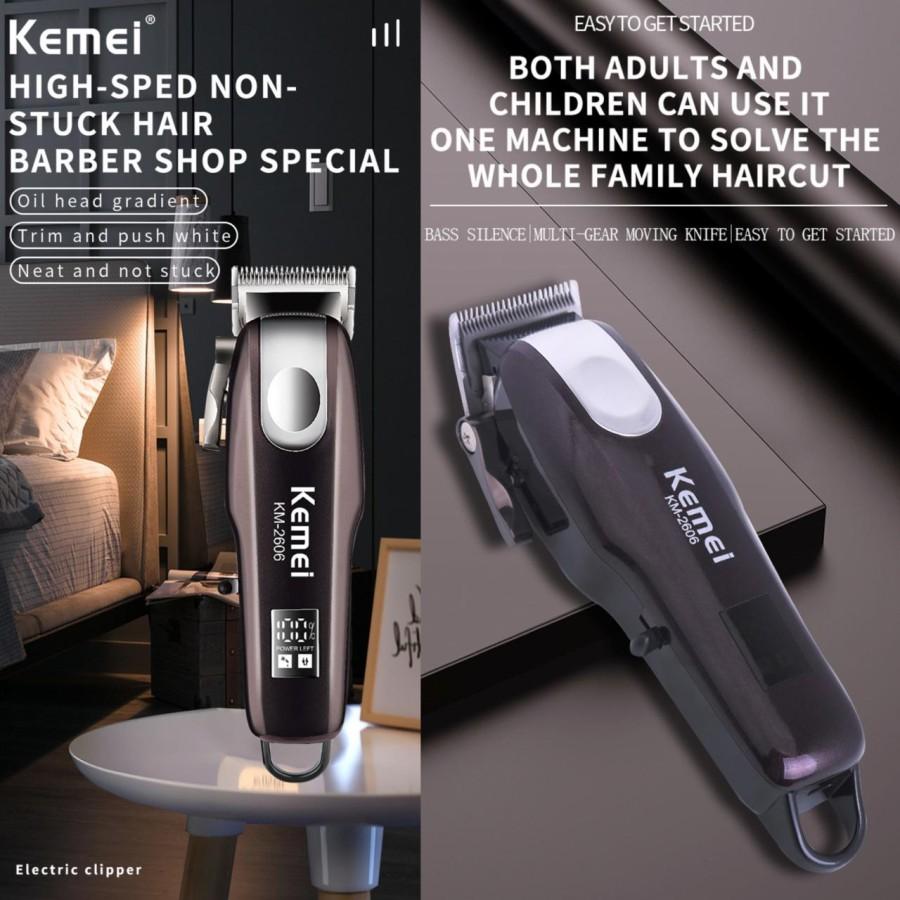 KEMEI 2606 Alat Cukur Rambut Kemei KM-2606 Mesin Cukuran Kemei KM 2606 Professional Hair Clipper Cordless Charging USB T