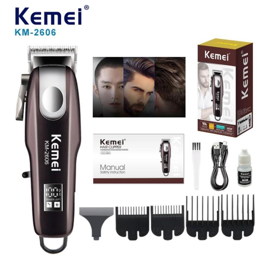 KEMEI 2606 Alat Cukur Rambut Kemei KM-2606 Mesin Cukuran Kemei KM 2606 Professional Hair Clipper Cordless Charging USB T