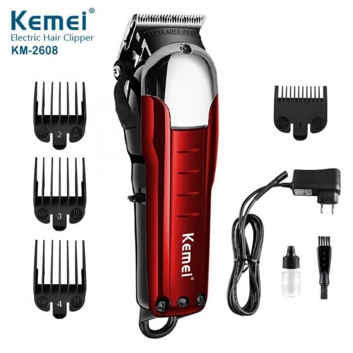 KEMEI 2608 Kemei Alat Cukur Rambut Kemei KM-2608 Hair Clipper Cordless KM 2608 Hitam Merah