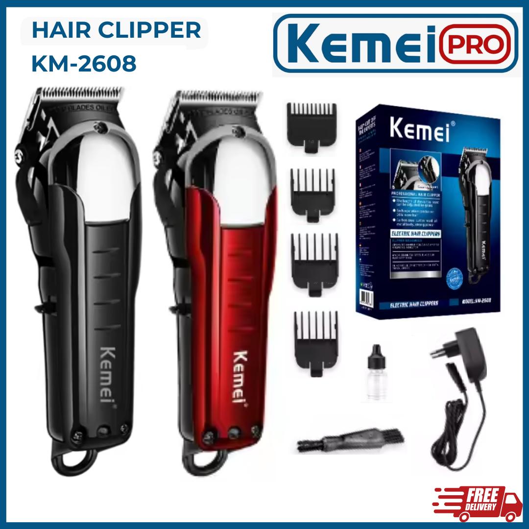 KEMEI 2608 Kemei Alat Cukur Rambut Kemei KM-2608 Hair Clipper Cordless KM 2608 Hitam Merah