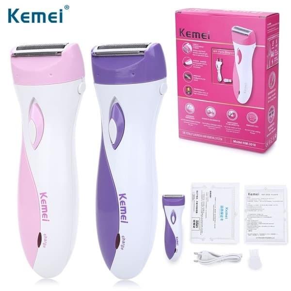 KEMEI 3018 Alat Cukur Kemei KM3018 Rechargeable Cordless Lady Shaver KM-3018