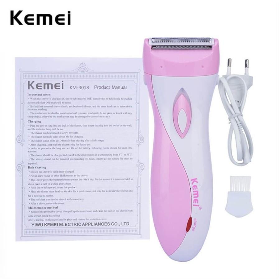 KEMEI 3018 Alat Cukur Kemei KM3018 Rechargeable Cordless Lady Shaver KM-3018