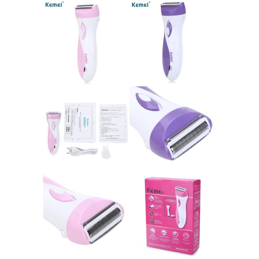 KEMEI 3018 Alat Cukur Kemei KM3018 Rechargeable Cordless Lady Shaver KM-3018