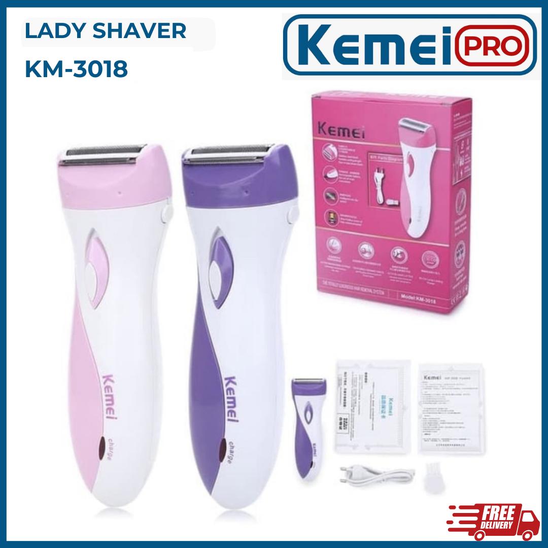KEMEI 3018 Alat Cukur Kemei KM3018 Rechargeable Cordless Lady Shaver KM-3018