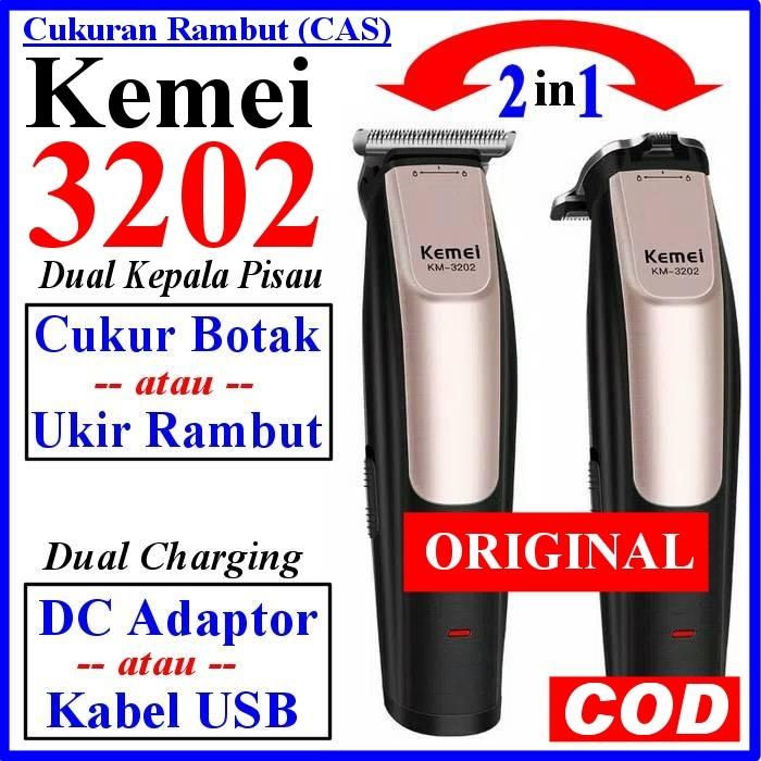Kemei 3202 CUKUR RAMBUT 2 in 1 BISA BOTAK DAN UKIR HAIR TATO KM-3202