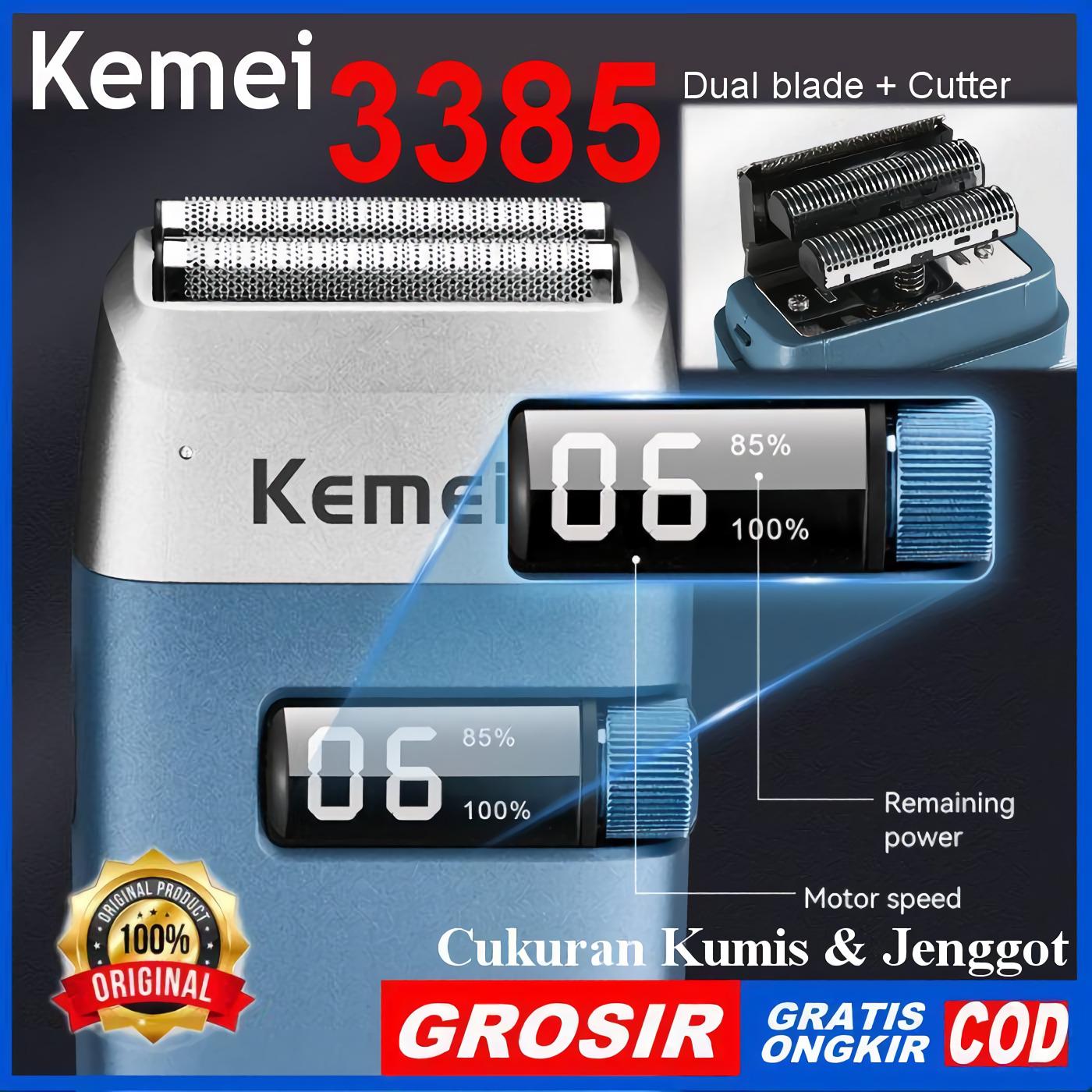 (Bisa COD) Shaver KEMEI 3385 Cukuran Kumis Alat Cukur Jenggot Razor Botak Cukuran Kemei KM-3385 Rechargeable ShaverKM338
