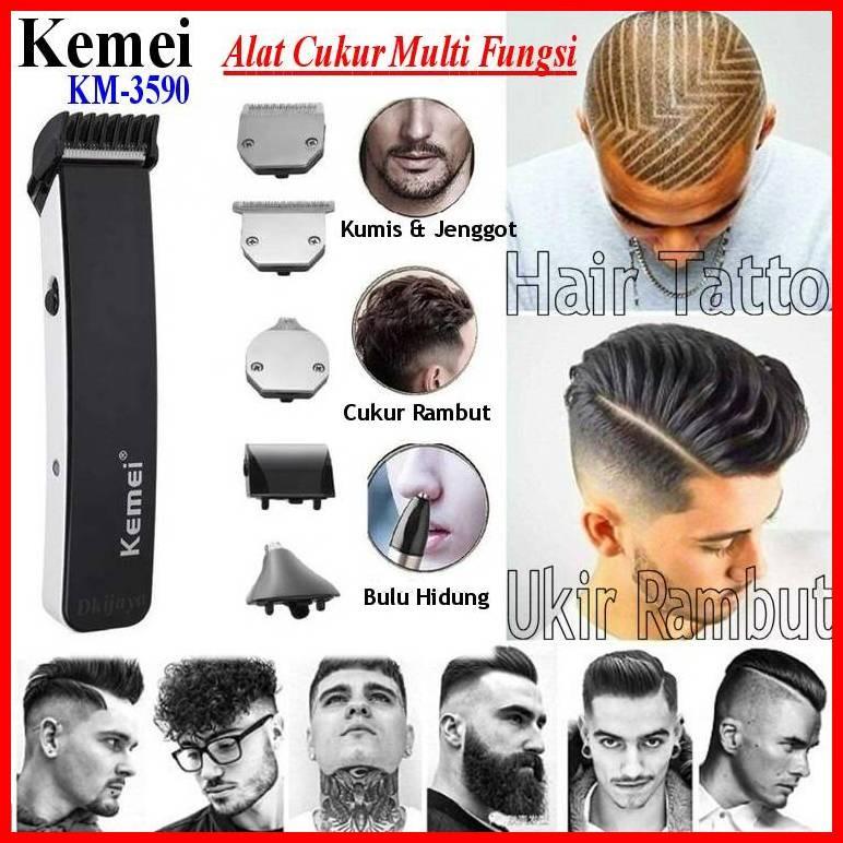 KEMEI 3590 Alat Cukur Rambut KM3590 Grooming Kit Hair Clipper 5 in1 Mesin Cukur Rambut Multifungsi KM-3590 Alat Ukir Ram