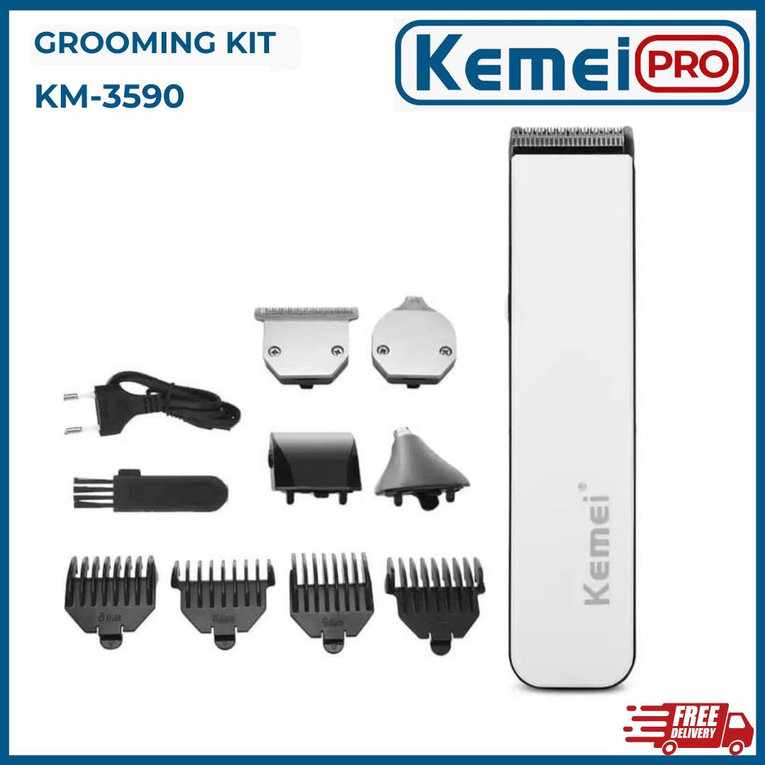 KEMEI 3590 Alat Cukur Rambut KM3590 Grooming Kit Hair Clipper 5 in1 Mesin Cukur Rambut Multifungsi KM-3590 Alat Ukir Ram