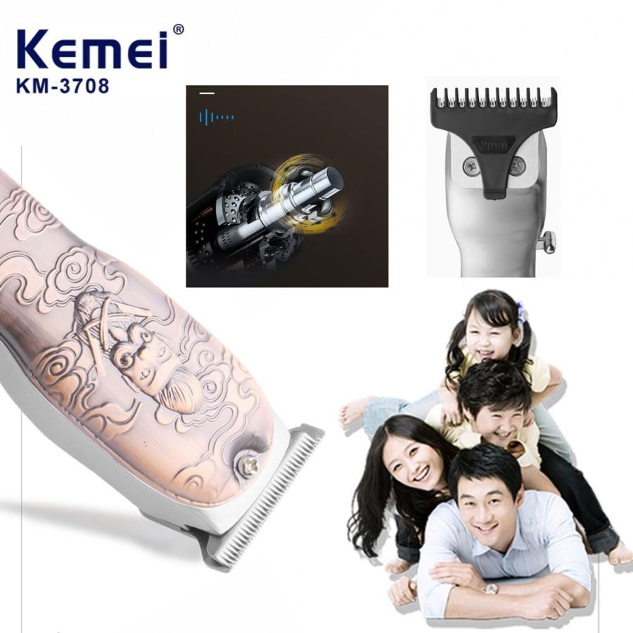 (Bisa COD) Alat Cukur Rambut Kemei 3708 Rechargeable Hair Trimmer Metal Cukuran Kemei KM3708
