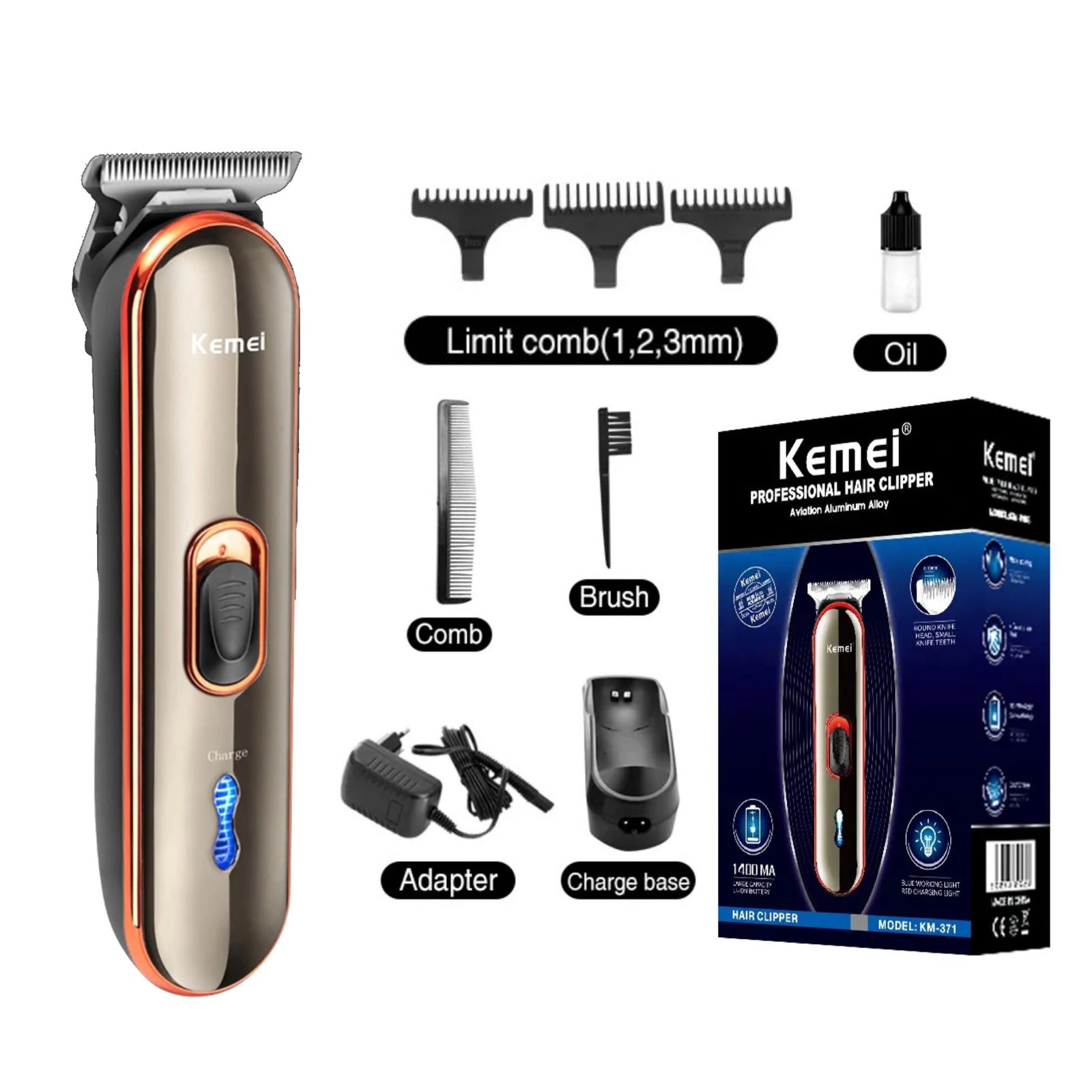 Alat Cukur Rambut KM 371 Kemei hair Clipper Rechargeable KM-371 KEMEI 371 Kemei 371