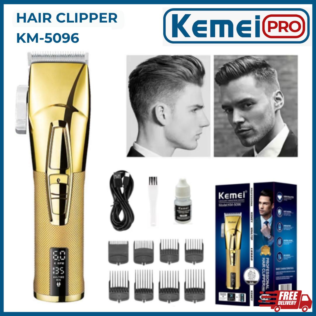 Alat Cukur Rambut Kemei KM-5096 Hair Clipper Professional Rechargeable Electric Digital LED Display Cordless Body Metal 