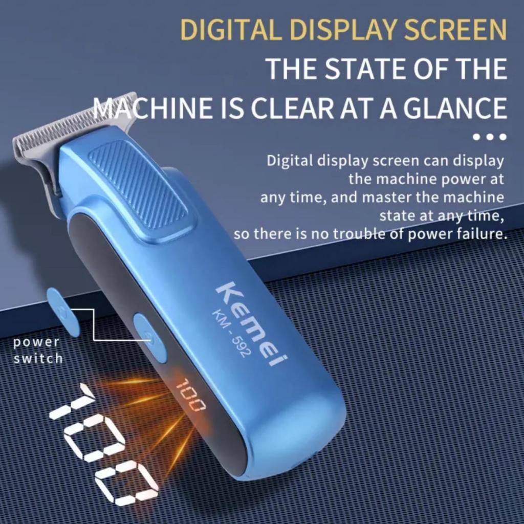 Alat Cukur Rambut Kemei KM-592 Electric Hair Clipper Mini Portable Hair Trimmer Rechargeable Cutting Machine Beard Barbe