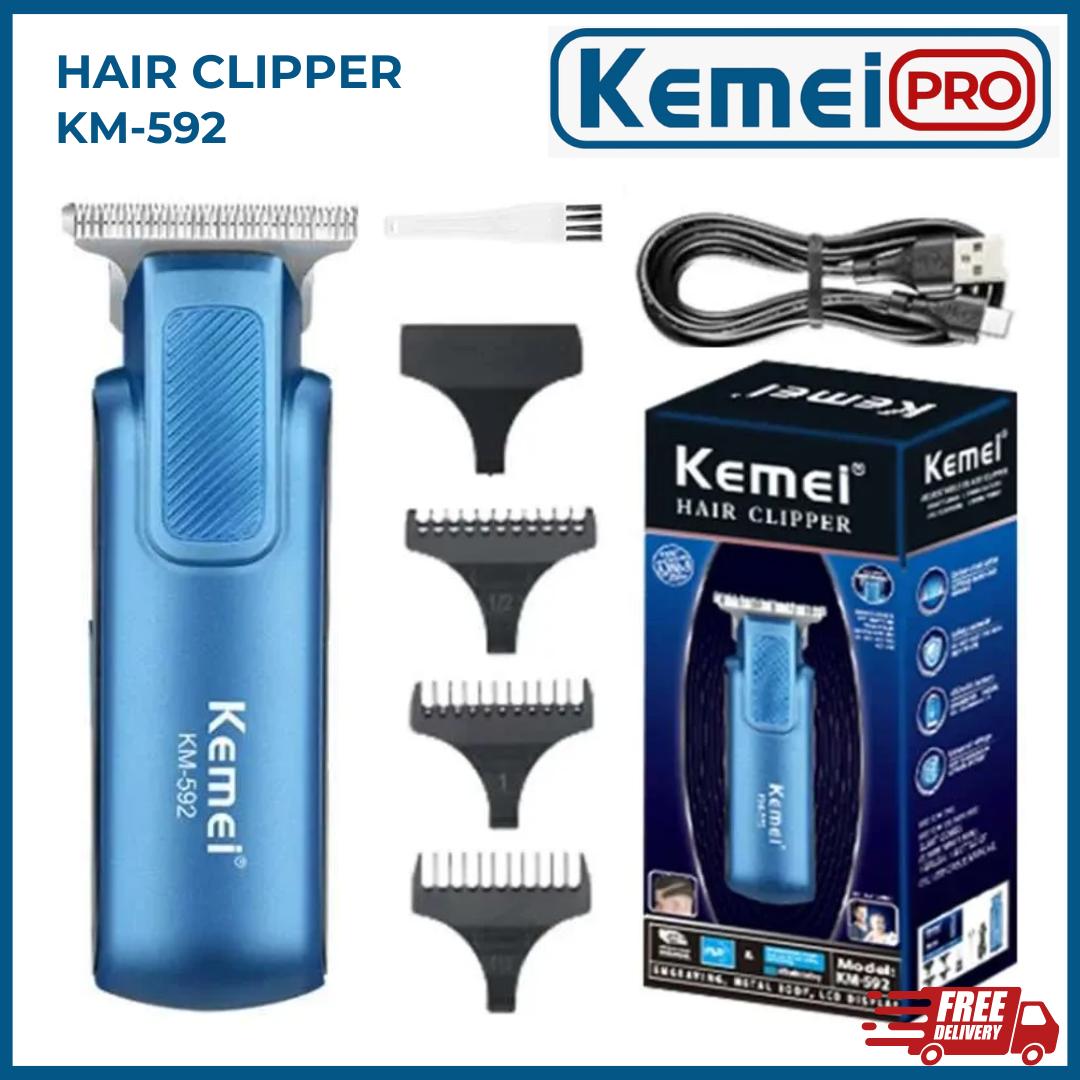 Alat Cukur Rambut Kemei KM-592 Electric Hair Clipper Mini Portable Hair Trimmer Rechargeable Cutting Machine Beard Barbe
