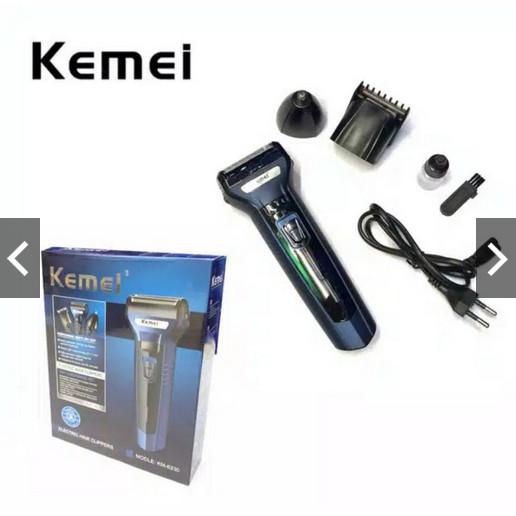 KEMEI 6330 Alat Cukur Rambut Jenggot Kumis Bulu Hidung Kemei KM-6330 3 in 1 Biru 3 Kepala Cukuran Multifungsi KM6330 Mes