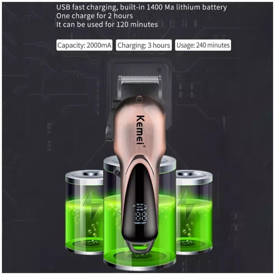 (Bisa COD) Alat Cukur Rambut KEMEI 6372 Hair Clipper Kemei Cordless Mesin Cukuran KM6372 KM-6372