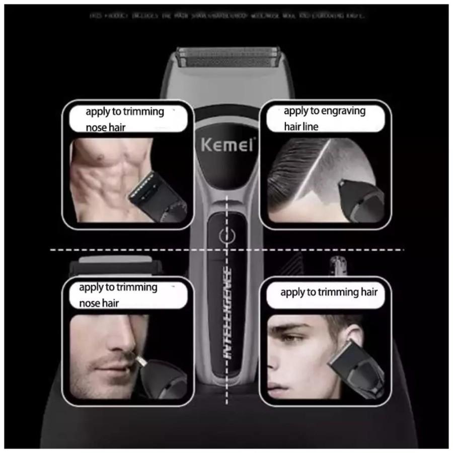 (Bisa COD) Kemei KM 671 Original Cukur Cukuran Shaver Trimmer 5 in 1 KM671 Grooming Kit KM-671