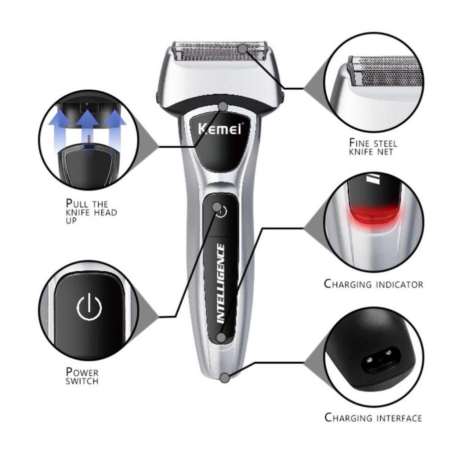 (Bisa COD) Kemei KM 671 Original Cukur Cukuran Shaver Trimmer 5 in 1 KM671 Grooming Kit KM-671