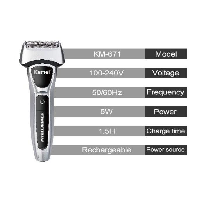 (Bisa COD) Kemei KM 671 Original Cukur Cukuran Shaver Trimmer 5 in 1 KM671 Grooming Kit KM-671