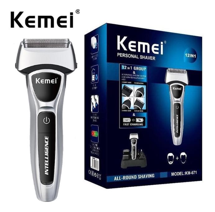 (Bisa COD) Kemei KM 671 Original Cukur Cukuran Shaver Trimmer 5 in 1 KM671 Grooming Kit KM-671