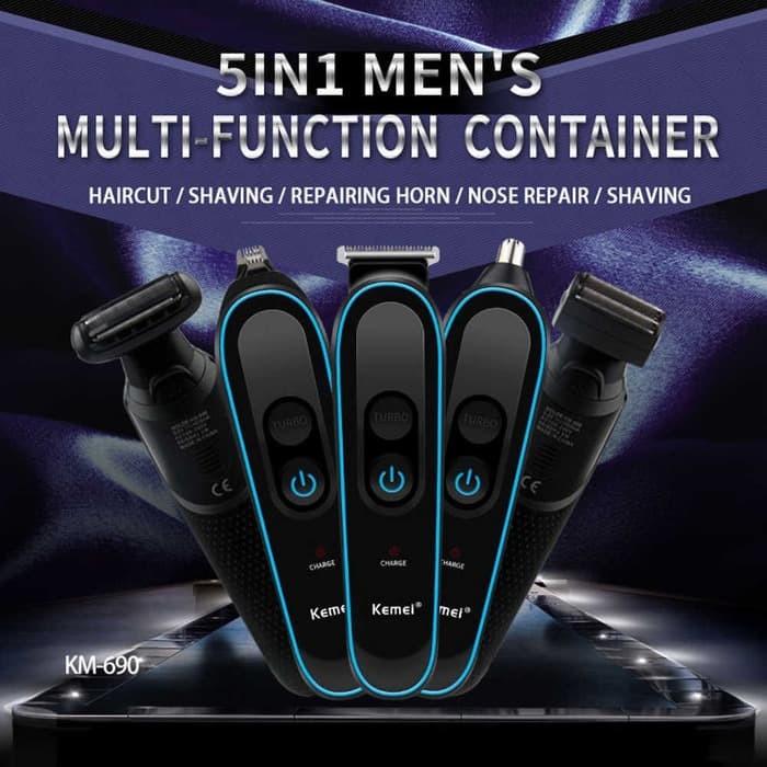 (Bisa COD) Kemei KM 690 Clipper Alat Cukur Rambut Extra Turbo speed 5 in 1 Cukuran Multi Fungsi