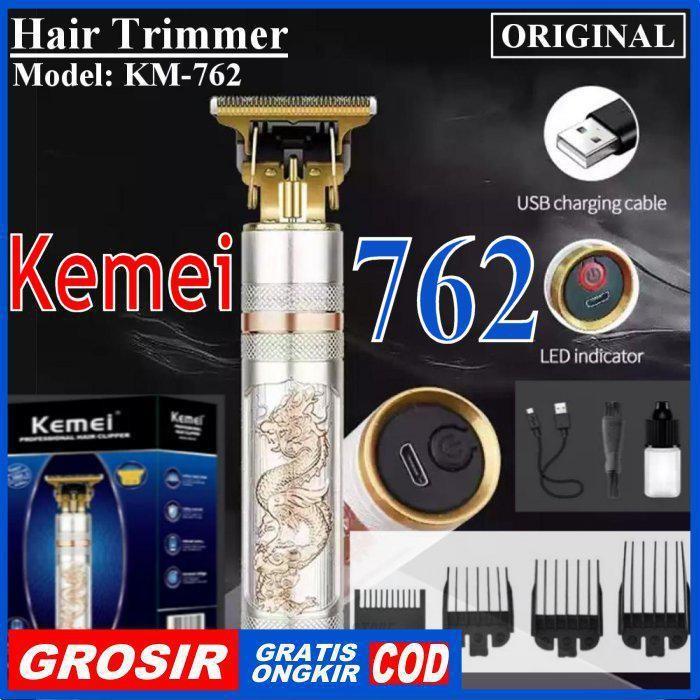 (Bisa COD) KM762 Kemei 762 Cukuran Hair Trimmer Baterei CAS KM KM-762