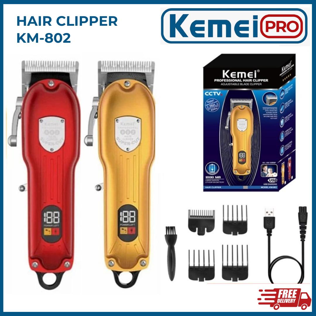 KEMEI 802 Alat Cukur Rambut Kemei KM802 Hair Clipper Taper Professional Cukuran KM 802 Merah / Kuning KM-802