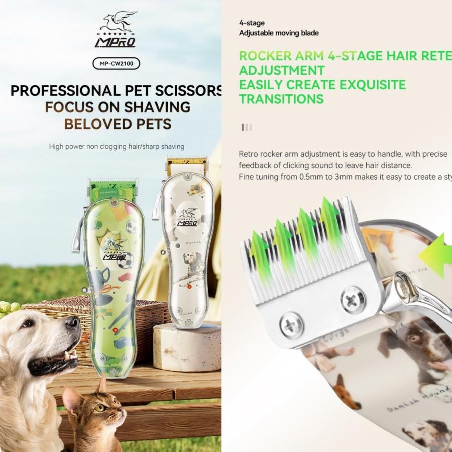 Alat Cukur Rambut Pet Clipper MP CW 2100 Bulu Hewan Anjing Kucing Kelinci Elektrik Rechargeable Mesin Pemotong Bulu Cuku