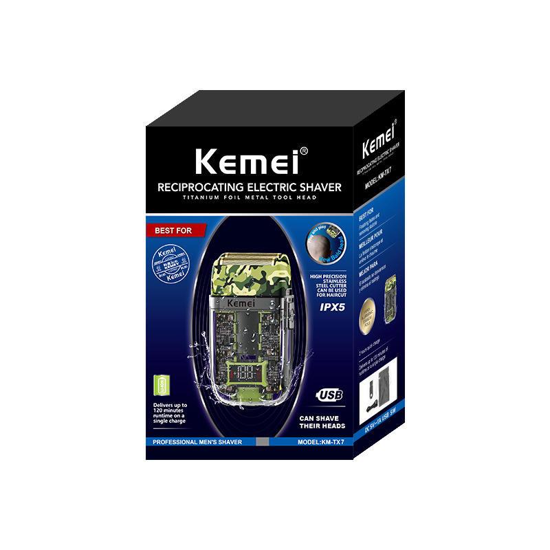 (Bisa COD) Shaver Kemei TX7 Alat Cukur Jenggot Professional Shaver Army Rechargeable Cordless Shaver Mesin Cukuran KMTX7